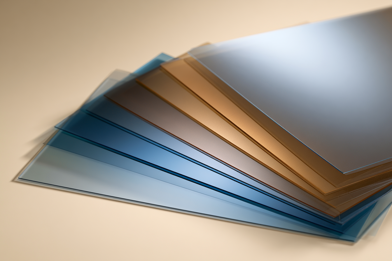 Tinted decorative films, fanned