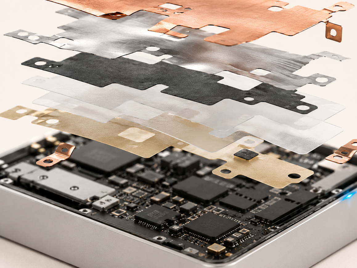 Shield layers stacking onto a circuit board