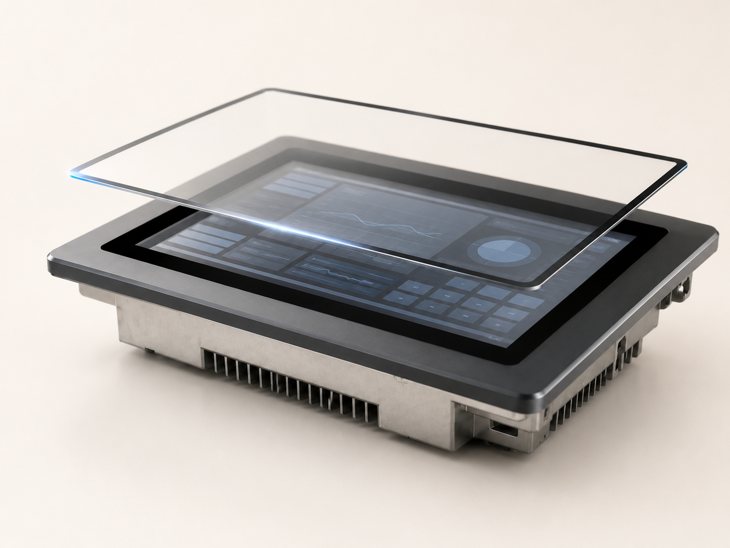 Cover lens above an HMI panel